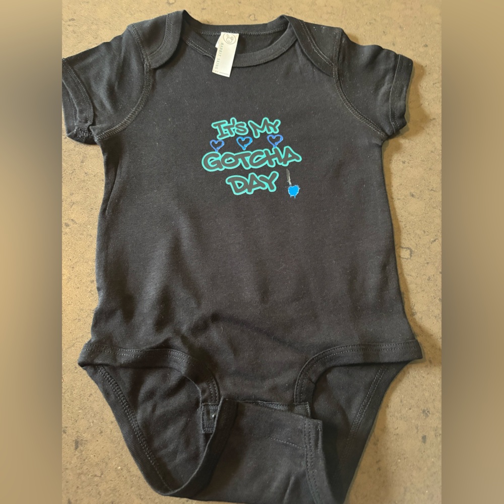 Rabbit Skins Black Gotcha Day Baby Onesie - Picture 4 of 6